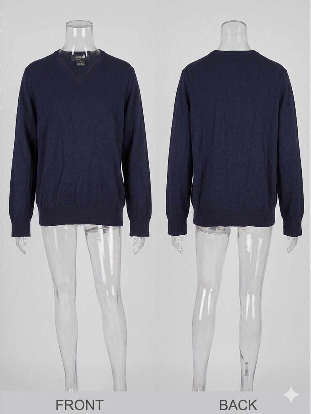 🧶 Giorgiolini Merino Wool V Neck Sweater Men’s L Made in Italy Blue 6-10 🧶